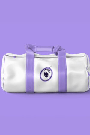 Sports Synthetic Leather Gym Bag with Shoulder Strap for Men and Women- White and Blue Strap